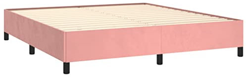 Tino Tech Polsterbett Stauraumbett Gepolsterter Plattformbettrahmen Doppelbett Jugendbett Bettgestell Rosa 180x200 cm Samt