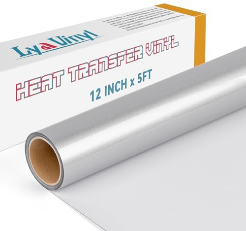 Lya Vinyl Plotterfolie Textil, PU Flexfolie (Silber) 30.5cm x 152cm für DIY T-Shirt, Stoffe-für Cricut, Silhouette Cameo, die meisten Schneidemaschine