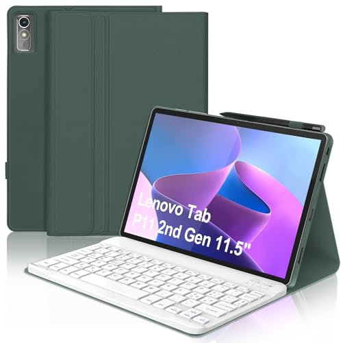 WINCHKING Tastiera per Lenovo Tab P11 2nd Generazione, Custodia con Tastiera per Lenovo Tab P11 11.5 pollici, Cover Tastiera Italiano Bluetooth per Lenovo Tab P11 (2nd Gen) 2022, Verde scuro