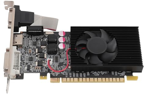 Scheda Grafica GT610 DDR3, Scheda Grafica PCI E da 2 GB 64BIT 2560x1600 Scheda Video per Giochi per Computer con Ventole di Raffreddamento, Porta HDMI DVI VGA, Scheda Grafica PC