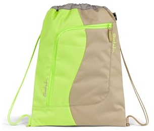 Satch Sportbeutel Double Trouble - Beige | Turnbeutel für Mädchen und Jungen mit Reißverschlussfach, 12 L Volumen und zur Fixierung am satch Rucksack geeignet