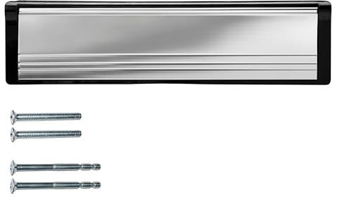 Keypak 10.62 (27cm) Door Letter Box – Sleeved Letterbox for 40–80mm Door Thickness, Suitable for UPVC Composite Timber Doors, Anti-Snap Flap, Internal Draught Excluder (Black/Polished Silver)