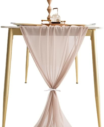 KSJEHW Tischläufer Chiffon Dekostoff in Natural Beige dünner Table Runner Tischdeko Tischband für Geburtstage Hochzeiten(Rosa, 70 * 300cm