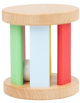 MagiDeal Rassel, Montessori-Krabbelspielzeug, Holz-Rollglockenspielzeug, Holzrassel-Rollenspielzeug für Jungen und Mädchen im Alter von 6–12 Monaten