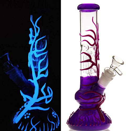Purple Glass Bong with Tornado Percolator - 14.5mm Bowl, 25cm High, 400g Hookah Oil Rig