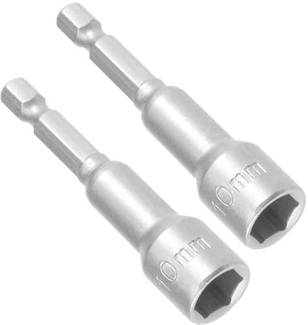 TOP-VIGOR 2Pcs 10mm Nut Setter Driver Drill Bit Set, 1/4 inch Hex Shank Quick Change, 65mm Length Metric Nut Driver Set for Woodworking, Auto Repairing, Machine Maintenance, Furnitures