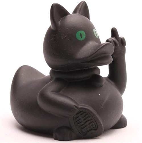 Crazy Cat Badeente - inkl. Gummienten-Schlüsselanhänger im Set I L9cm I Quietscheente I Geschenk für Glück I Geschenk für Abergläubige