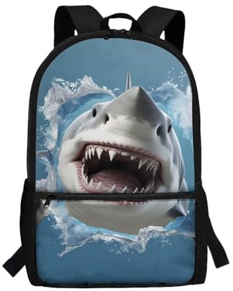 Howilath 43,2 cm Rucksack für Schule, Kinder, Schultasche für Mädchen, Blauer Hai