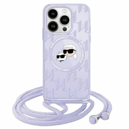 CG MOBILE Karl Lagerfeld KLHMP15XHCKCKLCU Hülle für iPhone 15 Pro Max 6.7 Lila hardcase IML Crossbody Monogram Karl & Choupette Head