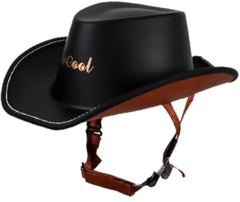 Vintage Cowboy-Hut Helm Motorrad Halbhelm DOT/ECE Zulassung Roller Scooter Helm Moped Helm Sommer Reithelm Mit Schnellverschluss-Schnalle Cool Schmücken Cowboy-Huthelm