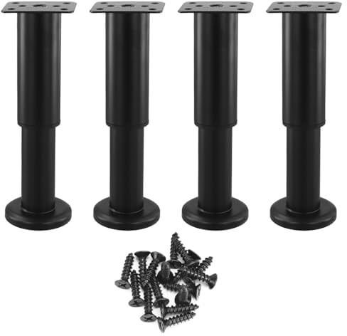 QWORK® 4 Stück Verstellbare Möbelfüße Set 12cm-18cm, Hochwertiger Stahl, inkl. Schrauben, für Fernsehschrank, Kabinett, Sofa, Tragfähigkeit 200 kg