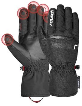 Reusch Winter Glove All Finger Touch extra warme, Winddichte und atmungsaktive Unisex Winterhandschuhe Fingerhandschuhe Skihandschuhe Herren Damen touchscreenkompatibel, schwarz-Silber, 10
