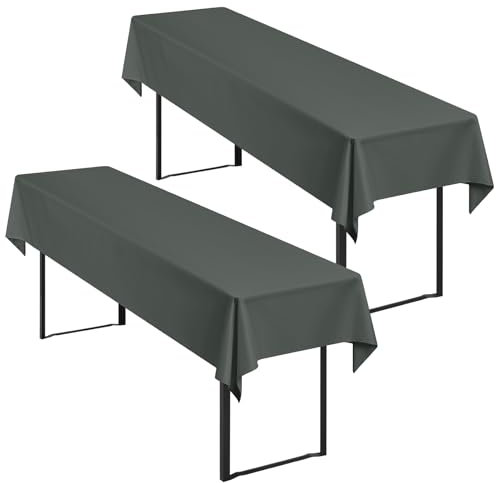 2 Stück Anthrazit Biertisch Tischdecke universal für 50cm u.70cm Biertische Hussen für Biertisch, Blickdichte Polyester Biertischhussen Biertisch-Husse Rechteckige Tischdecken Waschbar-250x100cm