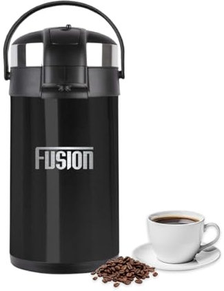 Fusion Food Airpot Flask – 5L Double Wall Insulated Thermal Coffee Carafe with Pump Action & 360° Rotating Base – Stainless Steel Hot Water Dispenser for Tea, Coffee & Cold Drinks