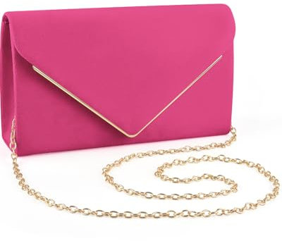 ERKOON Damen-Clutch für den Abend, Abschlussball, formelle Party, Clutch, Hochzeit, Cocktail, Promenade, Schulter mit abnehmbarem Riemen, Farbe: Hot Pink, ONE SIZE