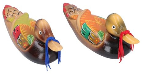 Sxhlseller Figura de Patos Mandarines de Madera, 1 par de Estatuas Coloridas de Pájaros Mandarines de Amor para Adornos de Boda, Escultura Decorativa Hecha a Mano de Patos Feng Shui
