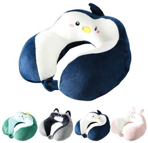EEPLUYTY Nackenkissen, Cartoon-Tier-Reise-Nackenkissen, nackenkissen Flugzeug, Buckel-U-förmiges Design, ergonomisch, geeignet für Arbeit, Flugzeuge, Züge, Camping und Zuhause (Blau)
