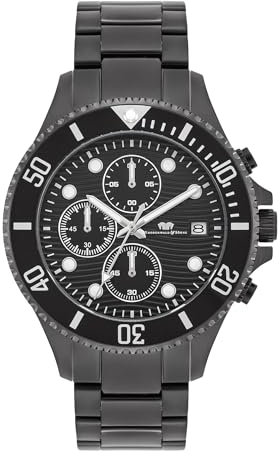 Rhodenwald & Söhne Herren Uhr analog Quarzwerk Chronograph mit Edelstahl Armband schwarz 10010507