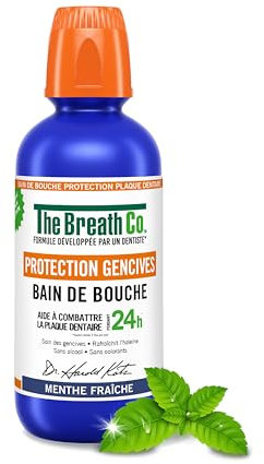 The Breath Co. Healthy Gums Mouthwash, Dentist Formulated Oral Rinse for 24 Hours of Plaque Control with Anti-Microbial Ingredient, Alcohol Free, Non-Burning, 500ml