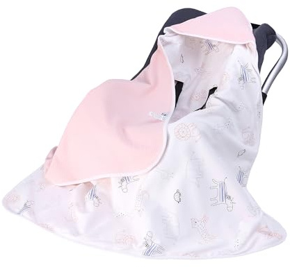 Einschlagdecke Babydecke für Babyschale Kinderwagen Kuscheldecke 90 x 90 cm Waffelstoff Universal Baby Decke für Buggy Autositz
