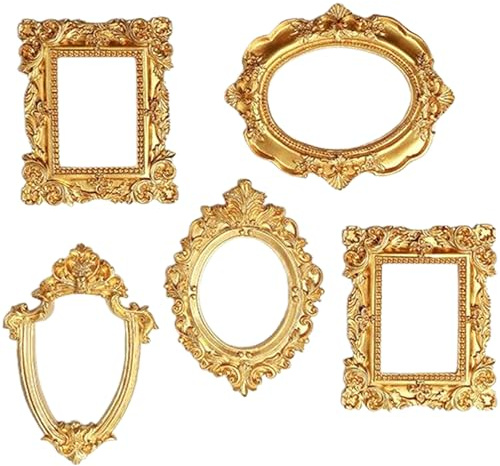 SMELEYOU 5 PCs Antike Bilderrahmen Barock Retro Harz Vintage Bilderrahmen Oval Rechteckschild Vintage -Frames für Wohnkulturfotografie