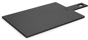 Woll Cut & Serve Schneidebrett mit Tragegriff, 44 x 23 cm, 7 mm hoch, aus FSC-zertifiziertem Papierverbundstoff, BPA- und VOC-frei, Hitzebeständig bis 175°C, spülmaschinenfest, mattschwarz