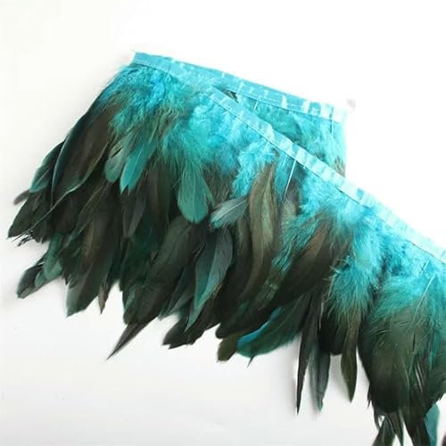 Tira de plumas de cola de gallo (10 yardas, 13-18 cm) para ropa de boda, fiesta, color azul claro, 5 yardas