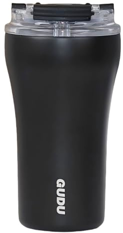 HHZalvyre Insulated Coffee Cup with Leakproof Lid – 380ml Stainless Steel Travel Mug, Vacuum Double-Walled Thermal Tumbler for Hot & Cold Drinks, BPA-Free(Black)