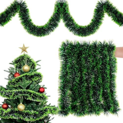 18m Grün Weihnachtsgirlande, Lametta Girlande Weihnachtsgirlande, Treppengirlande Kunststoff, Girlande Weihnachten Künstliche Tannengirlande Deko Weihnachten für Weihnachtsdeko, Türkranz, Fensterbank
