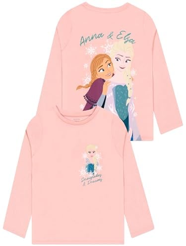 Disney Frozen Elsa and Anna Long Sleeve Girls Tshirt, Princess Girls’ T-Shirts, Cotton Kids Tshirts 7-8 Years Pink