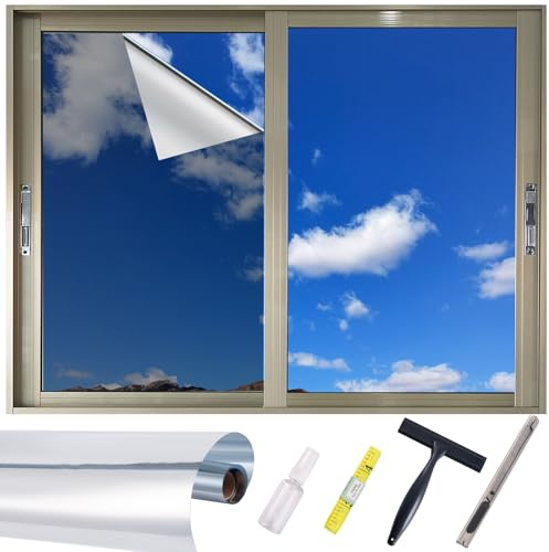 CJYtrinova One-Way Window Privacy Film with Free Installation Tools,Premium PET Material,Heat Control Anti UV Blocking and Privacy Protection Window Film.Window Tint for Home Office