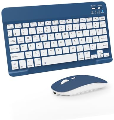 LAMA Teclado y mouse inalámbricos, teclado universal recargable ultra delgado para tablet, teclado Bluetooth portátil para iPad/Tablet/iOS/Android/Windows/portátiles/computadora de escritorio
