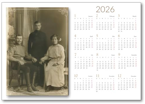 Fotokalender 2026 personalisiert – Wandkalender mit eigenem Retro-Foto, Fotoaufbereitung inklusive, A3 / A4, Querformat