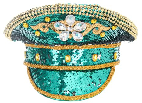 Generisch Pailletten Sergeant Militär Kappe Damen Nachtclub Kapitän Festival Party Hut Für Bühne Mode Karneval Kostüm Mottoparty und Festivals Glitzer Mütze Faschingskostüme