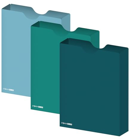 itenga Heftbox DIN A4 im 3er SET – Aufbewahrungsbox für Hefte & Blöcke | aus extra stabilem 0,7mm PP Kunststoff | flach geliefert, faltbar | für Schule, Studium & Büro (petrol türkis nordicblue)