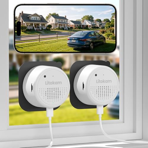 litokam Fensterkamera 2,4 GHz & 5 GHz Dual-Band, 3MP 2K Überwachungskamera Innen mit KI-Farbnachtsicht, 104° Sichtwinkel, Personen-/Bewegungs-/Geräuscherkennung & Echtzeit-Benachrichtigunge(2 Stück)