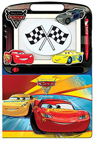 Disney / Pixar Cars 3 Lern- und Zaubertafel – Lernmaterialien für Kinder, 22-seitiges Pappbilderbuch, 1 Magnetische Zeichentafel, 1 Magnetstift