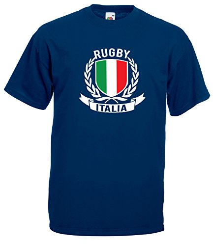 Settantallora - T-Shirt Maglietta J1661 Stemma Tricolore Italia Rugby