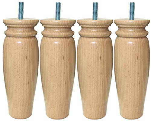 MARGOT 3700527829265 Royal Rustique Lot de 4 Pieds de lit Bois Vernis naturel Hauteur 15 cm