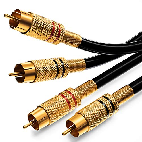 deleyCON 10m Audio Cinch Kabel - 2x Cinch Stecker auf 2x Stecker - HiFi Kabel mit Vergoldeten Vollmetall RCA Anschlüssen - für Receiver, Heimkino, Spielekonsole