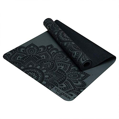 Yoga Design Lab Infinity Yogamatte | Umweltfreundlich, gepolstert und Anti-rutsch, bietet einzigartigen Halt | mit Tragegurt (Mandala Charcoal, 5mm)