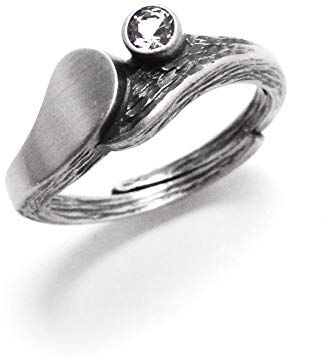 Nord-Form Schmaler Damenring mit Bergkristall 925/ Silber