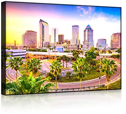 lightbox multicolor | Bild beleuchtet | Skyline von Tampa in den USA | 60x40 cm | Front Lighted