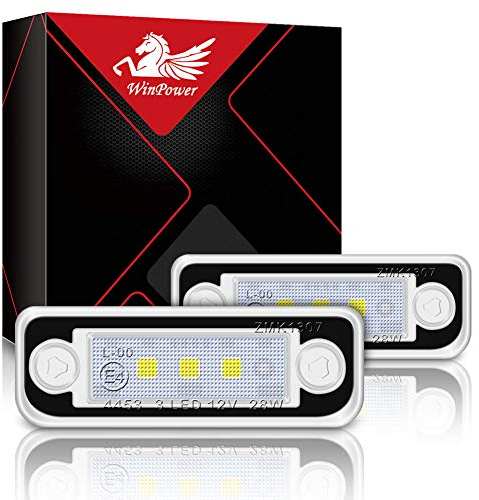 WinPower LED License Plate Light 3 SMD Number Plate Light Led 6000K Xenon White With Canbus Error Free for C E CLS SLK Class W203 5D W211 4D/5D C219 4D R171 2D ect., 2 Pcs