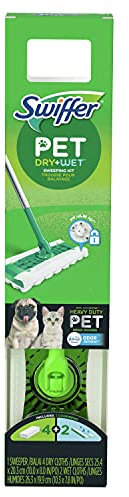 Swiffer Sweeper 2-in-1, Dry and Wet Multi Surface Floor Cleaner, Pet Heavy Duty Odour Defense, Sweeping and Mopping Starter Kit, Includes 1 Mop + 6 Refills