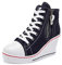 Mujer Cuñas Zapatos 35-43 EU De Lona High-Top Zapatos Casuales Encaje Talla Grande Zapatillas de Cuña para Mujer Verano Tacón Cuña Zapatillas de Deporte Zapatillas Altas Primavera,01negro,38