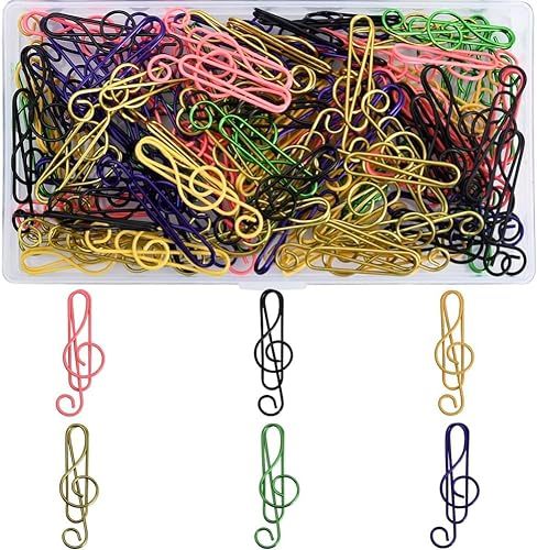 100Pcs Regenbogen Musik Papierclips Nette Metall Musiknoten geformte Lesezeichen Clips für Party Einladungskarte Lehrer Geschenk Notizbuch Büro Zubehör Dokument