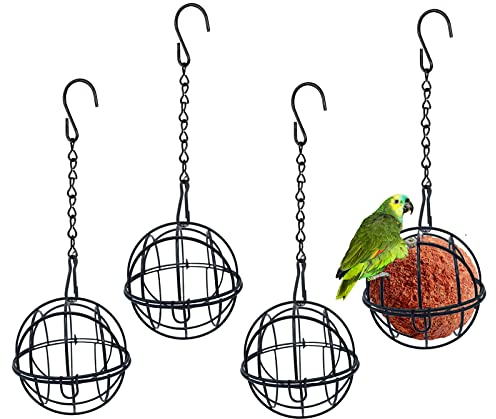 Ksvaye 4 Stück Maisenknödelhalterung Metall Meisenknödelhalter zum Aufhängen Meisenknödel Halterung Vogelfutterstation Meisenknödel-Halter für Garten Wildvögel Finken Spatzen Rotkehlchen (Schwarz)