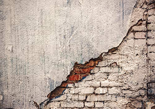 wandmotiv24 Fototapete Ziegel Wand grau, 400 x 280 cm - selbstklebende Strukturtapete, Wanddeko, Wandbild, Wandtapete, Beton Steine Stein Backstein M6695