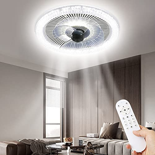 Ceiling Fans with Lights Modern Reversible LED Ceiling Fan with APP & Remote Control, Quiet Dimmable 6 Wind Speeds Fan lamp for Living Room Bedroom Children's Room (Φ48cm)